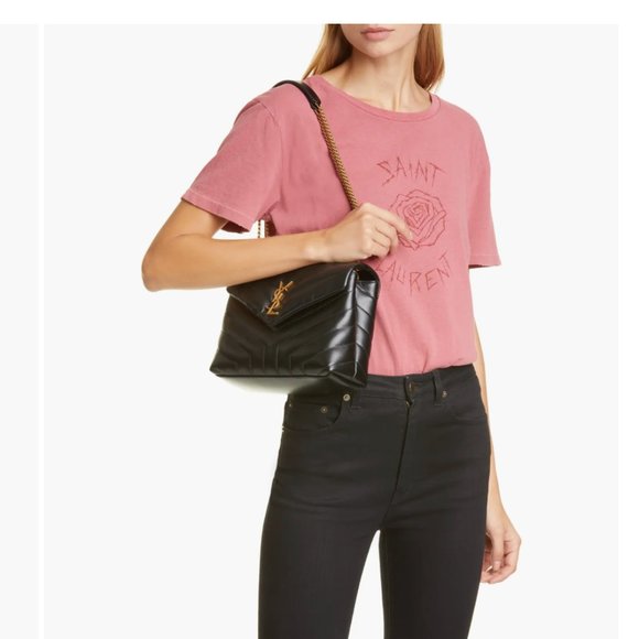 Saint Laurent Small Loulou Chain Leather Shoulder Bag Black - Picture 2 of 14